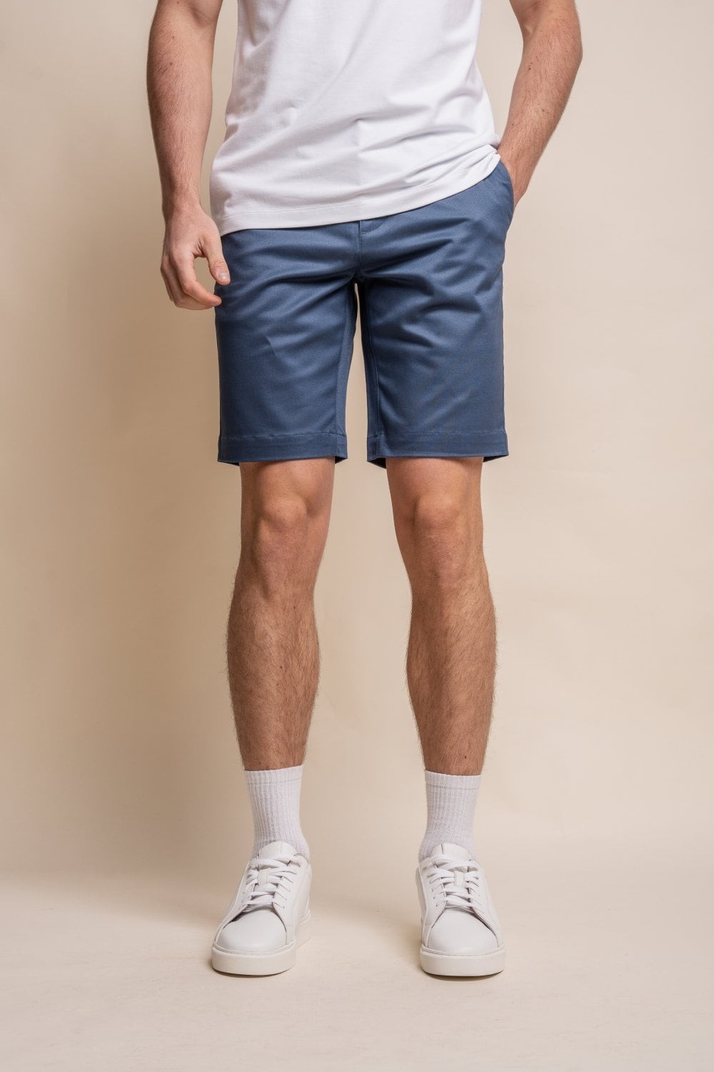 Men's Cotton Casual Chino Shorts - DAKOTA - Blue