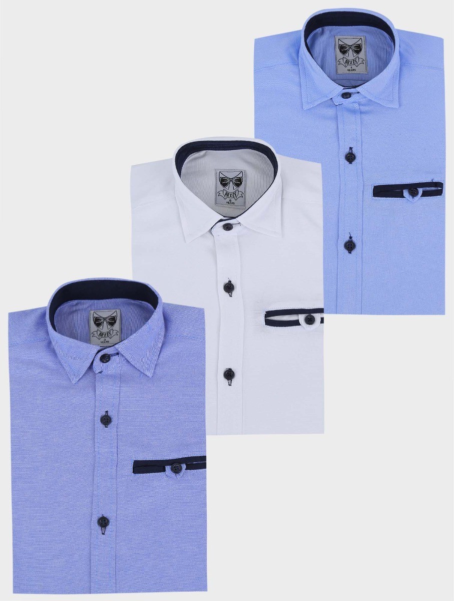 Lässiges, langärmliges Jungenhemd aus Oxford-Baumwolle mit schmaler Passform - Himmelblau