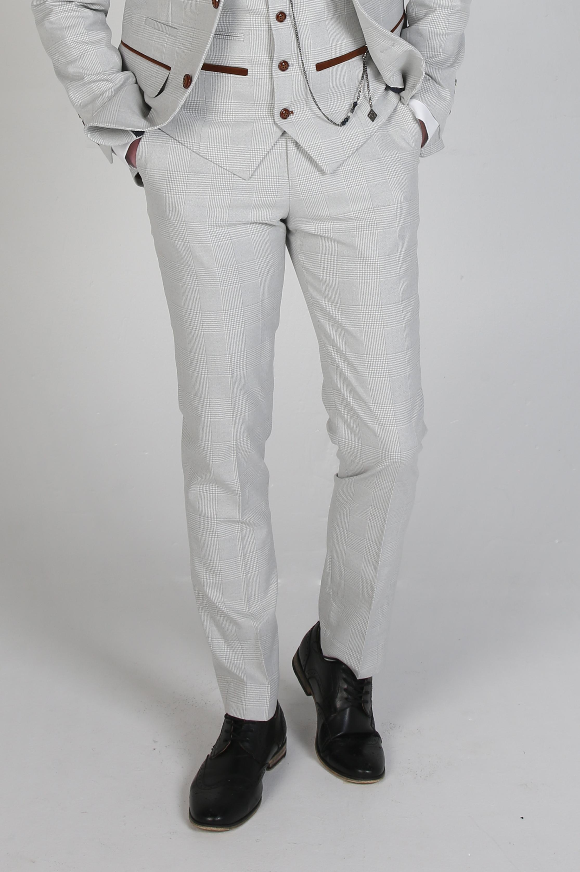 Mens Check Tailored Fit Formal Pants - Mark Stone