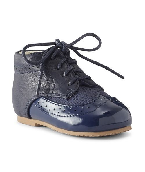 Baby- & Jungen Halbleder Brogues in Zwei Farben – ANTONIO - Navy blau