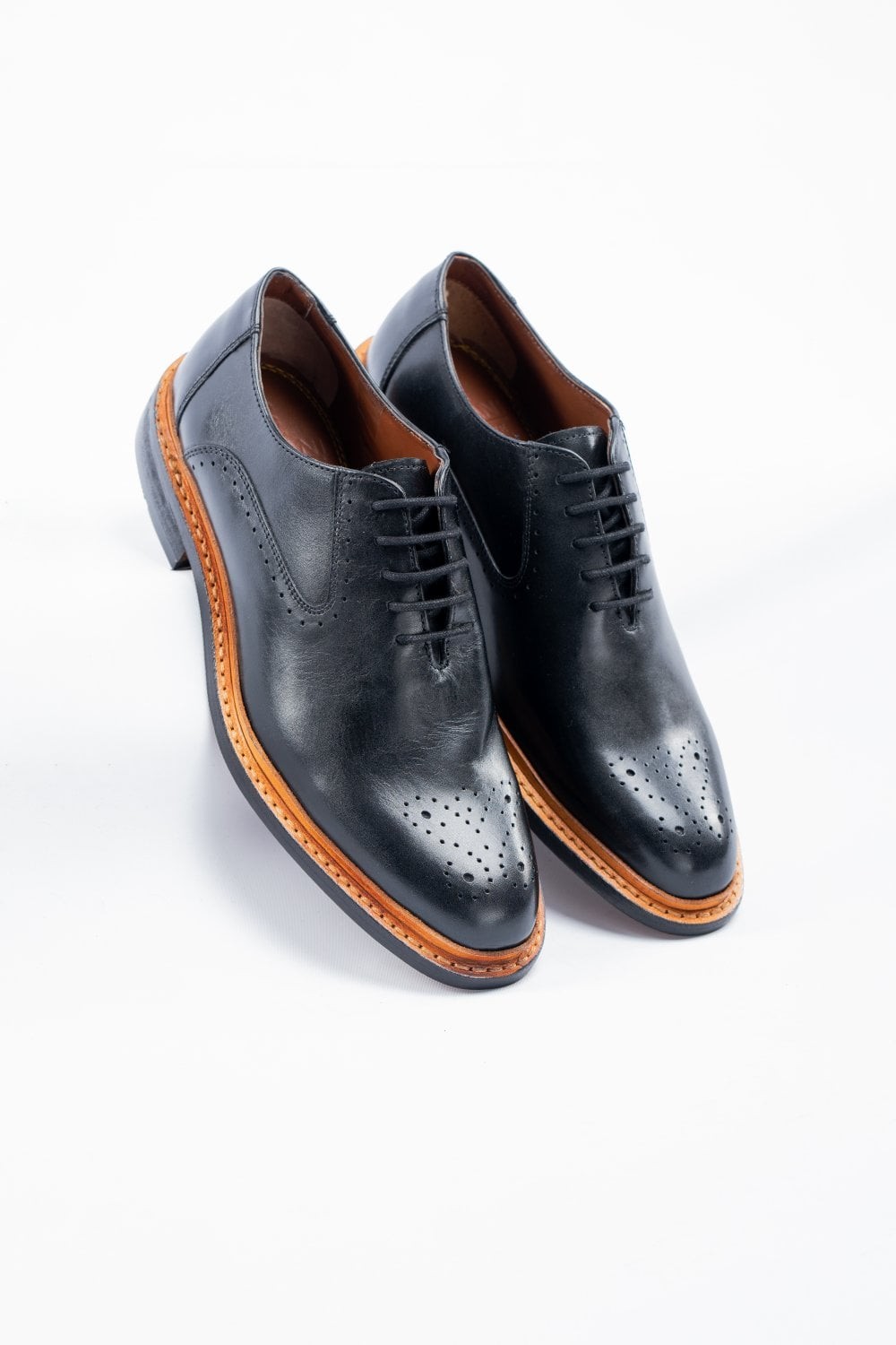 Men's Lace Up Leather Brogue Shoes - BRENTWOOD