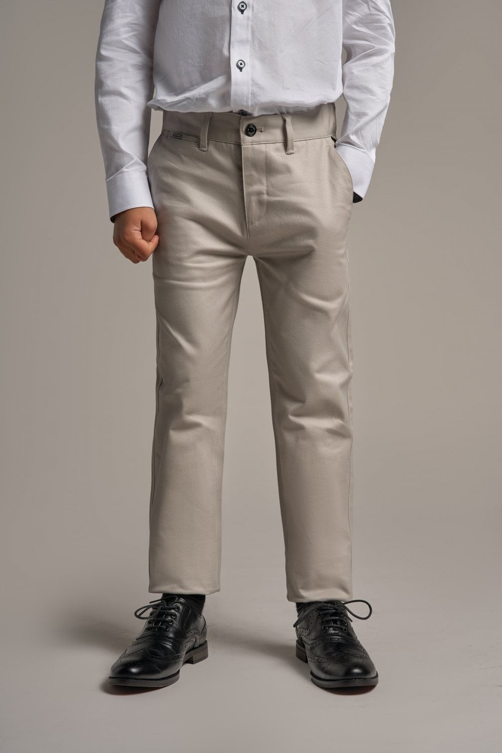 Pantalon Chino en Coton Coupe Slim pour Garçons - DAKOTA - Pierre beige