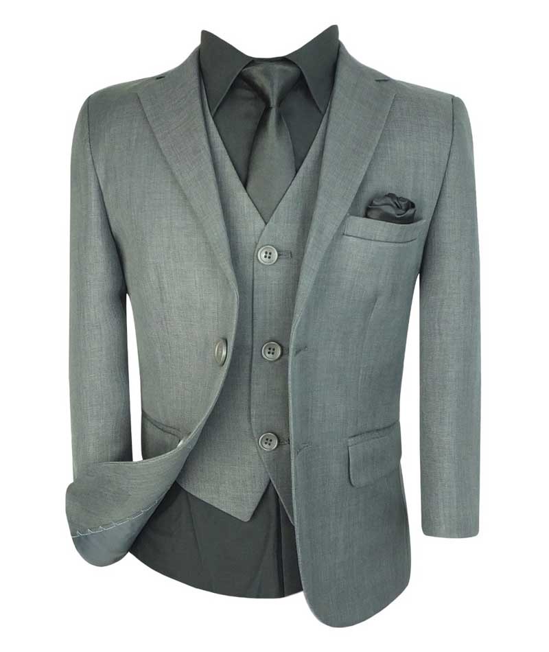 Boys All In One Charcoal Grey Suit Set - SAMUEL - Gray