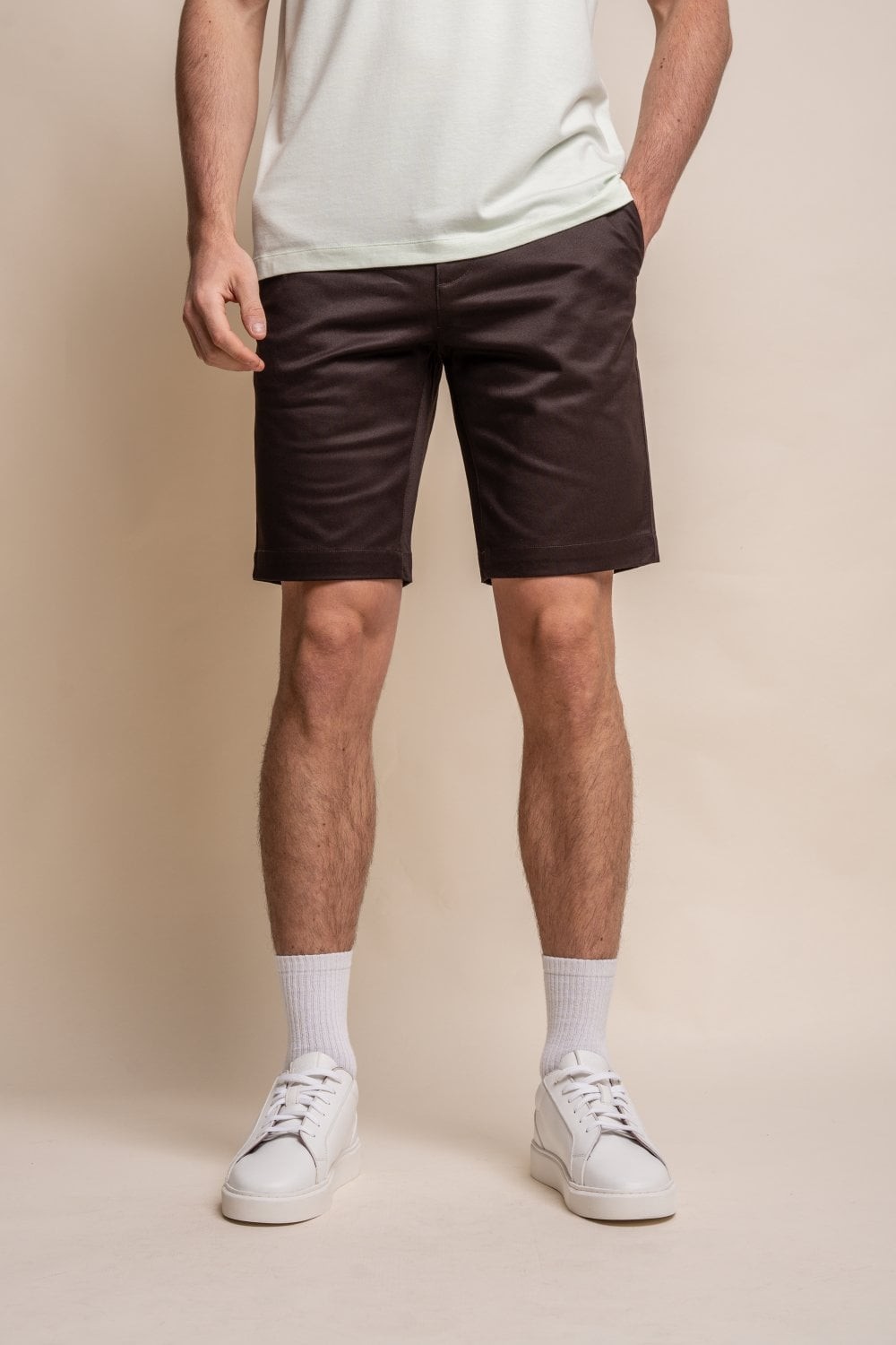 Men's Cotton Casual Chino Shorts - DAKOTA - Chocolate Brown