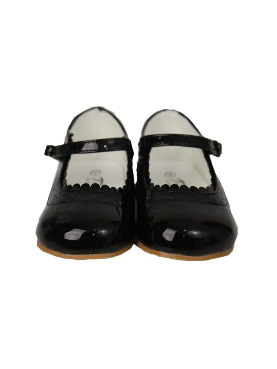 Baby Ballerina Schuhe mit Schnalle und Lochmuster für Mädchen - Schwarz