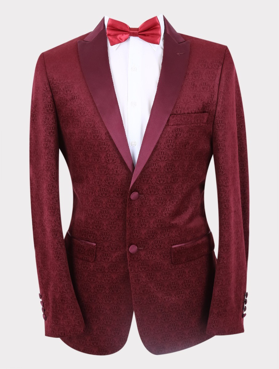 Jacquard Polyester Blend Slim Fit Men's Work Wear Suit
