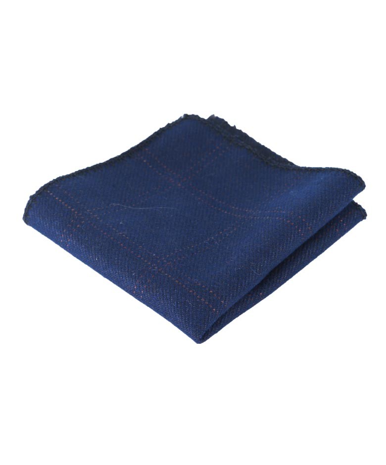 Jungen & Herren Karo Tweed Einstecktuch - Navy blau