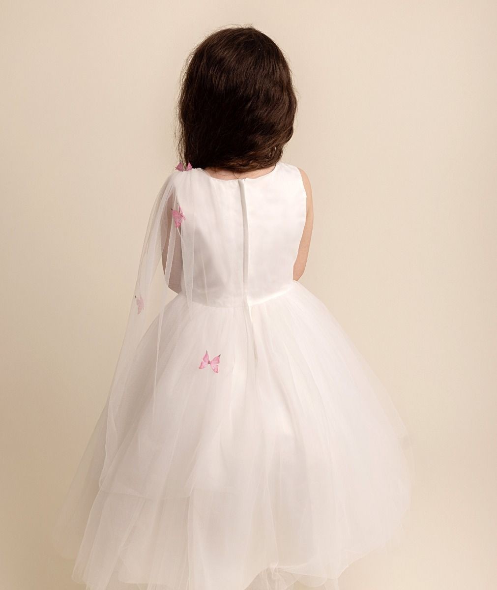 Girls Tulle Dress with Butterfly Appliques - PARIS