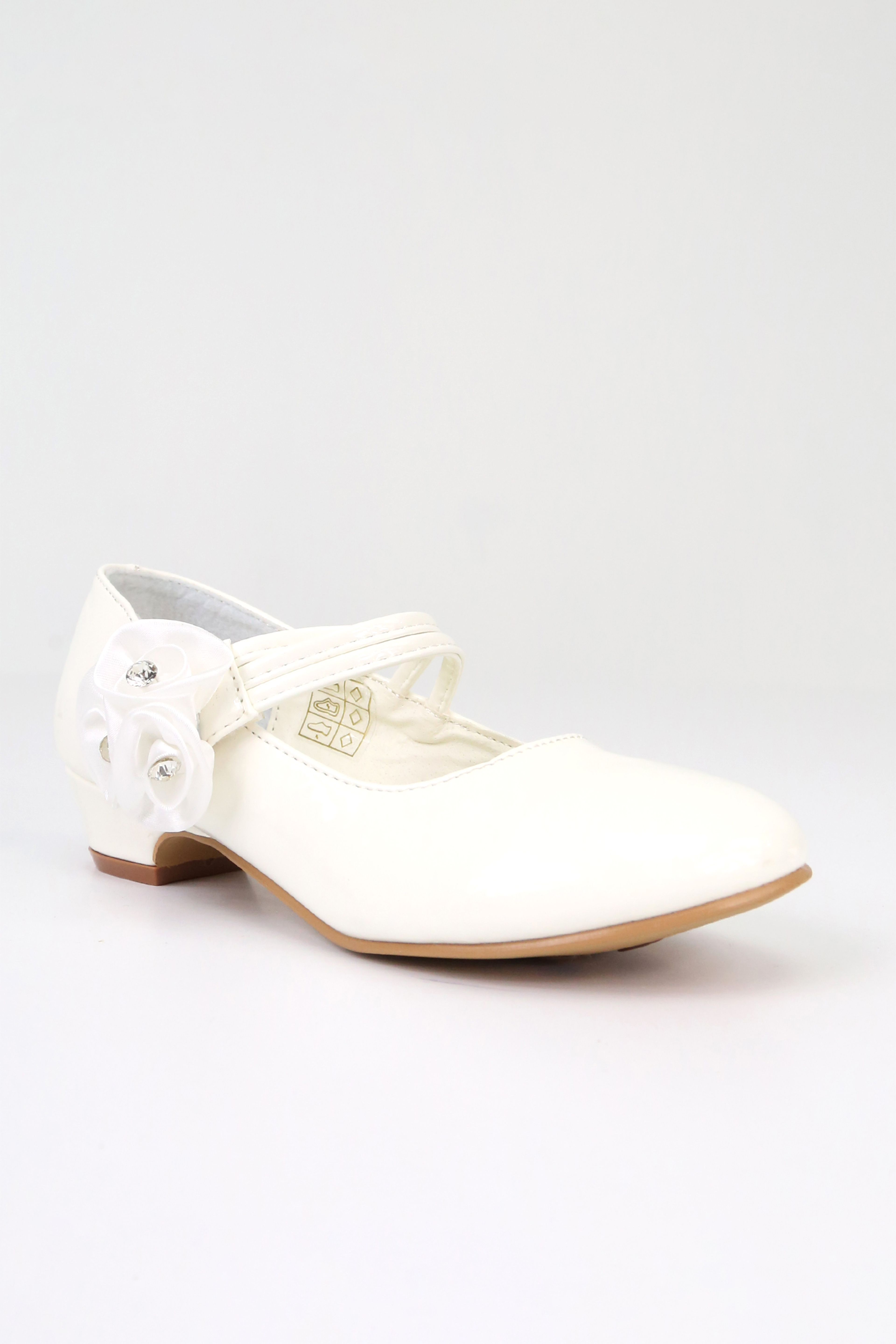 Girls' Mary Jane Low Heal Patent Dress shoes  - Ivory