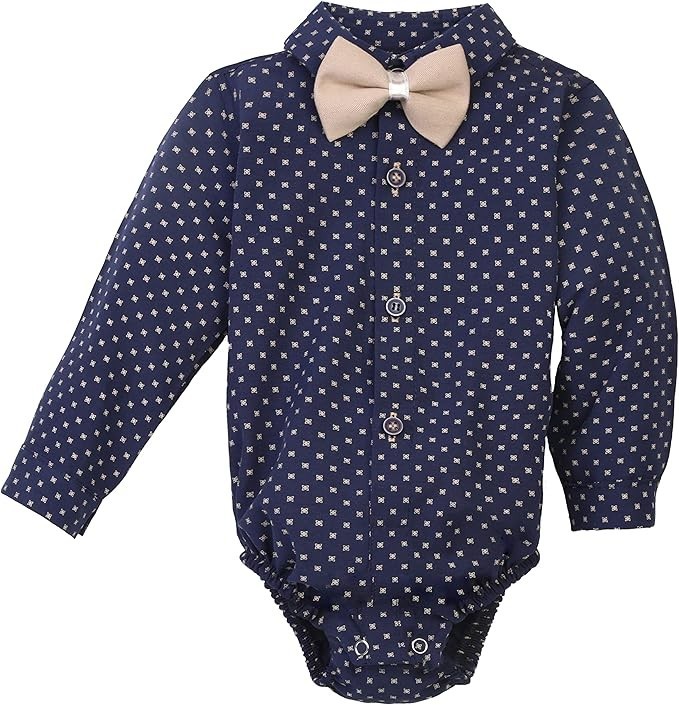 Baby & Jungen Gentleman-Outfit - 4-teiliges Hosenträger-Set - KELEBEK - Navy - Beige