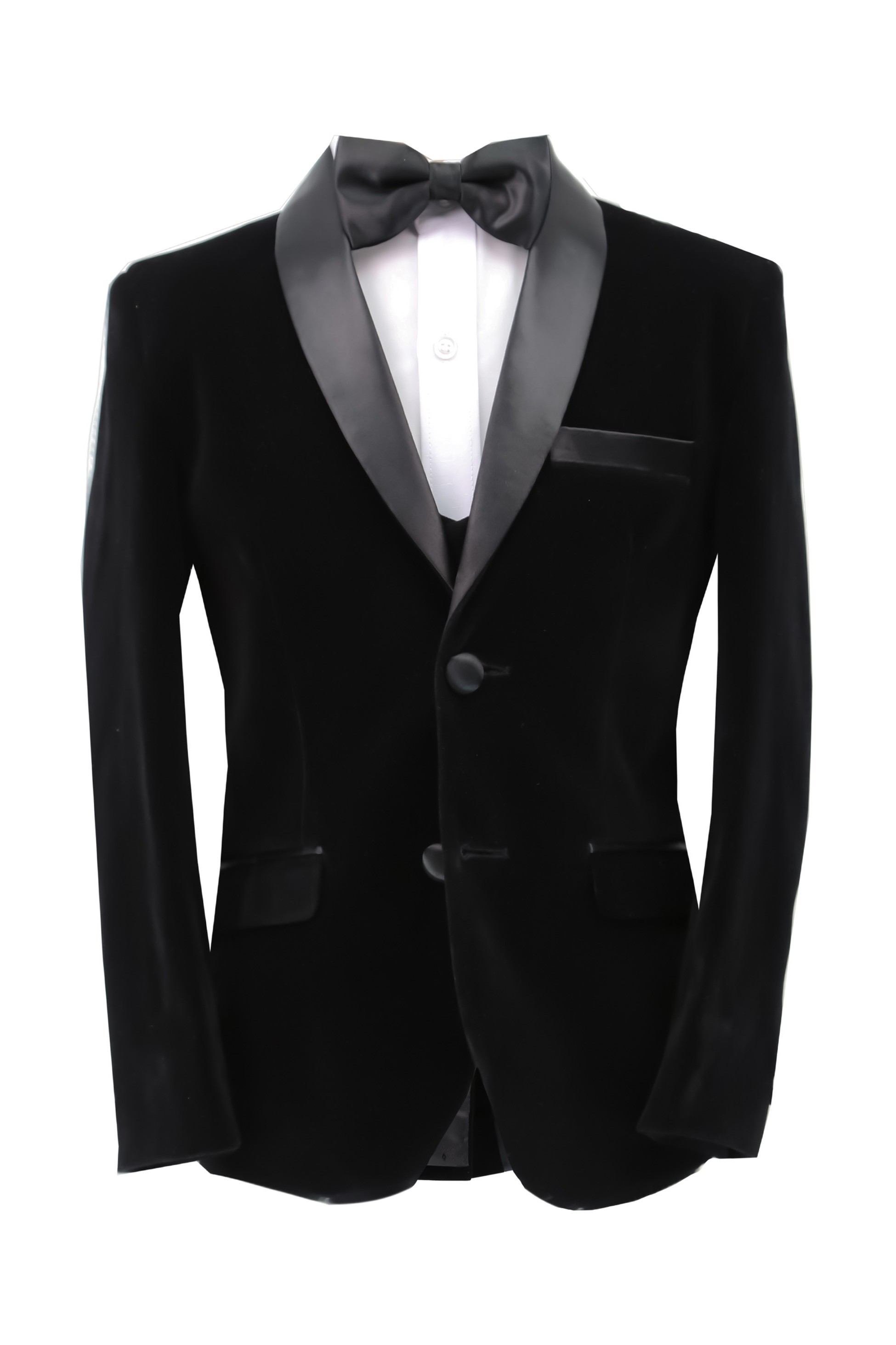 Boys Velvet Tuxedo Suit with Double-breasted Vest