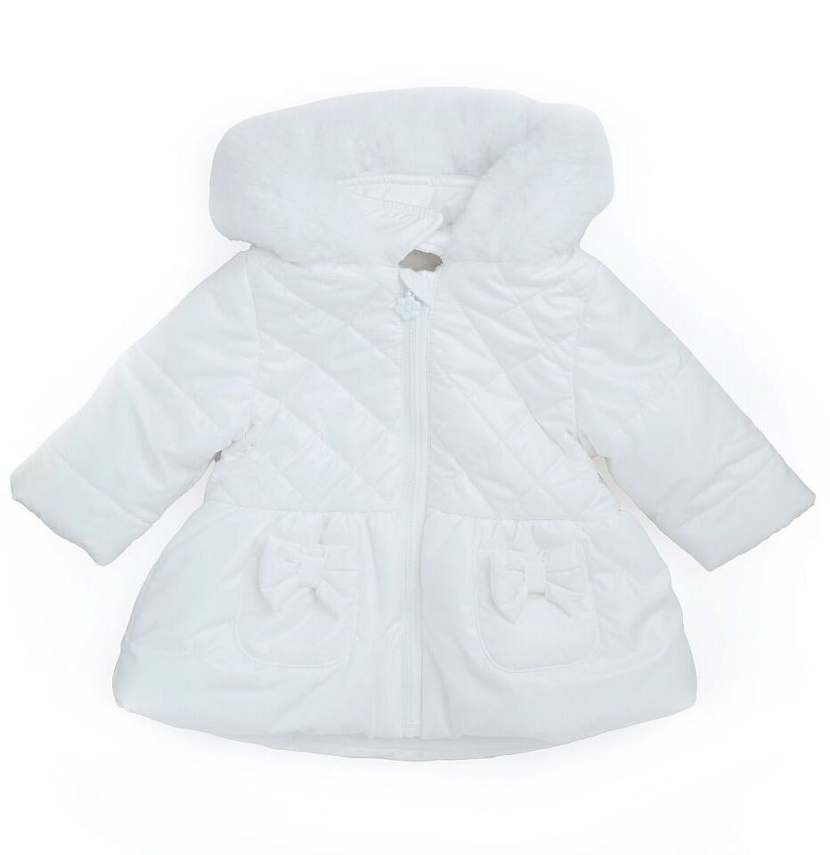 Baby & Girls' Quilted Hooded Puffer Coat - SASHA - White