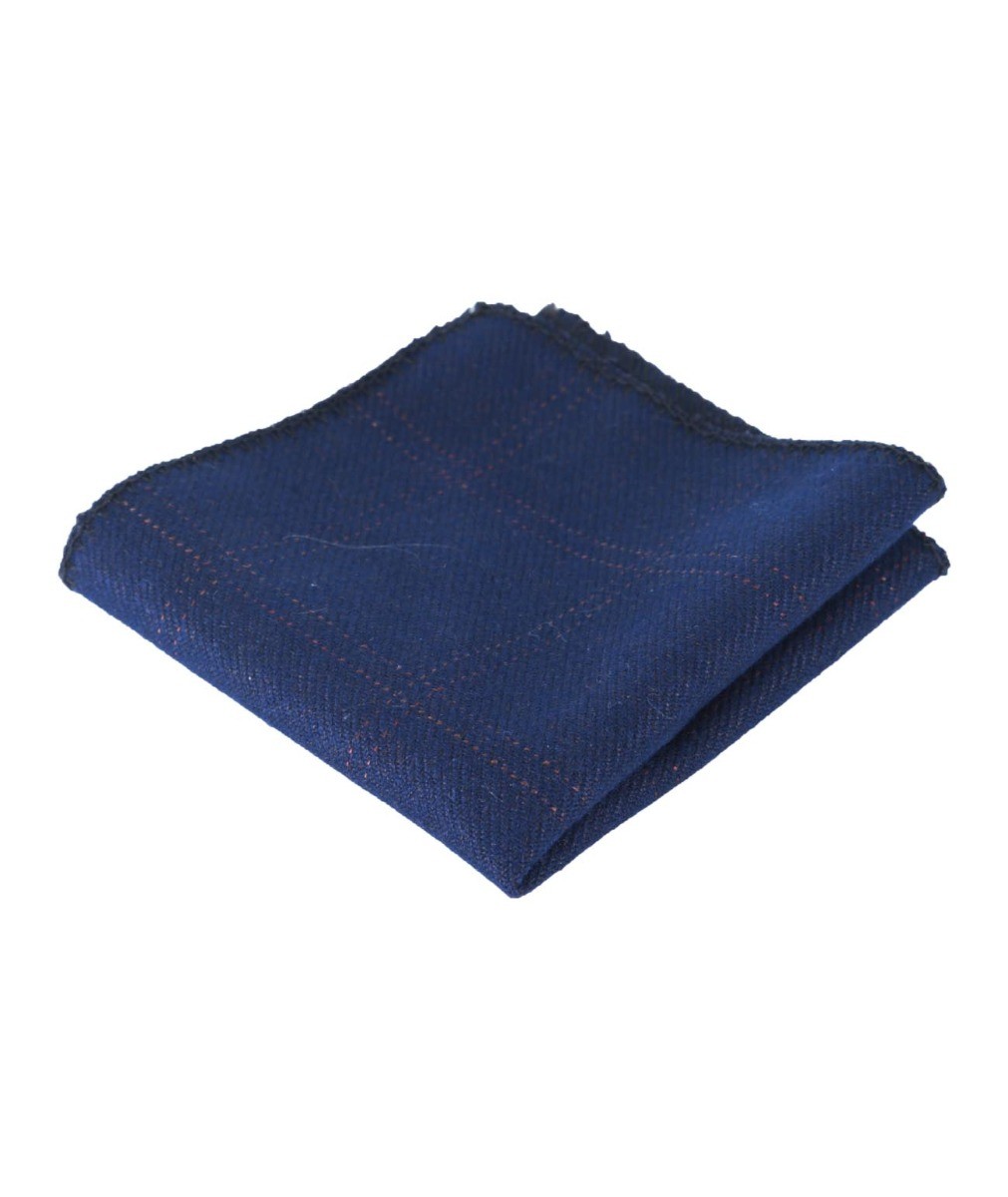 Jungen & Herren Karo Tweed Einstecktuch - Navy blau