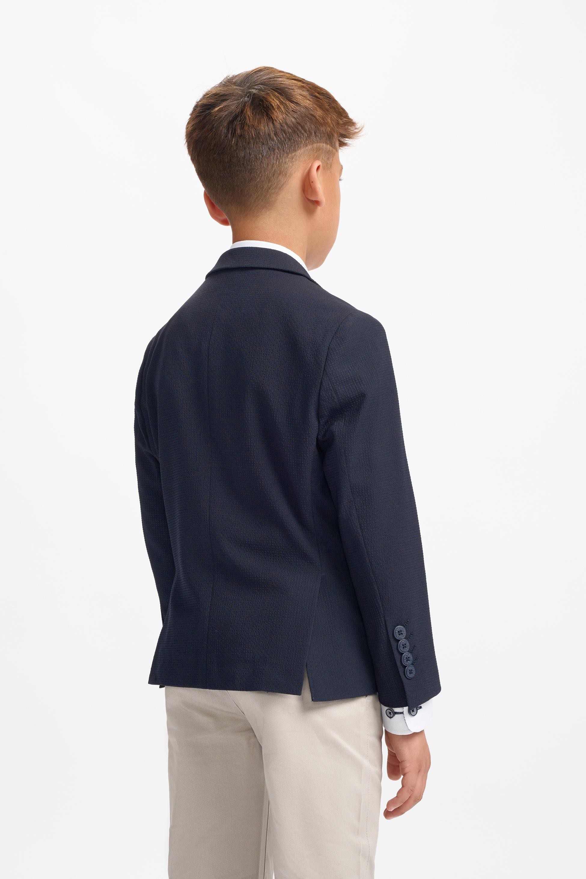 Jungen Texturierter Slim Fit Anzugjacke – SIREN - Navy blau