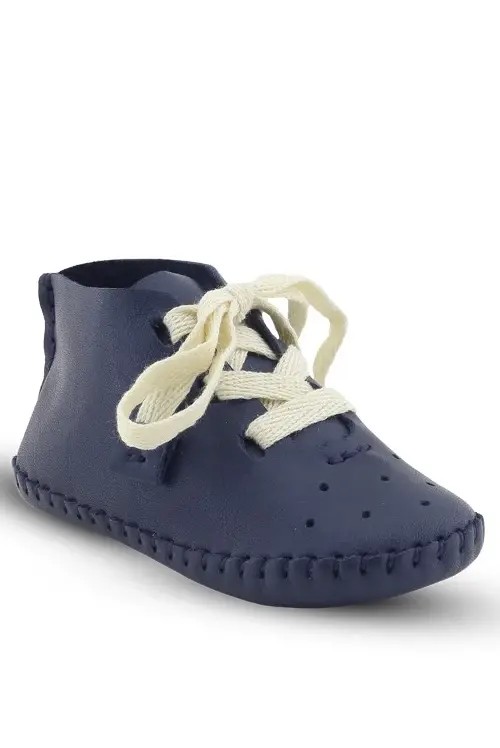 Baby Boys Pre-Walker Genuine Leather Soft Sole Crib Shoes - Navy Blue