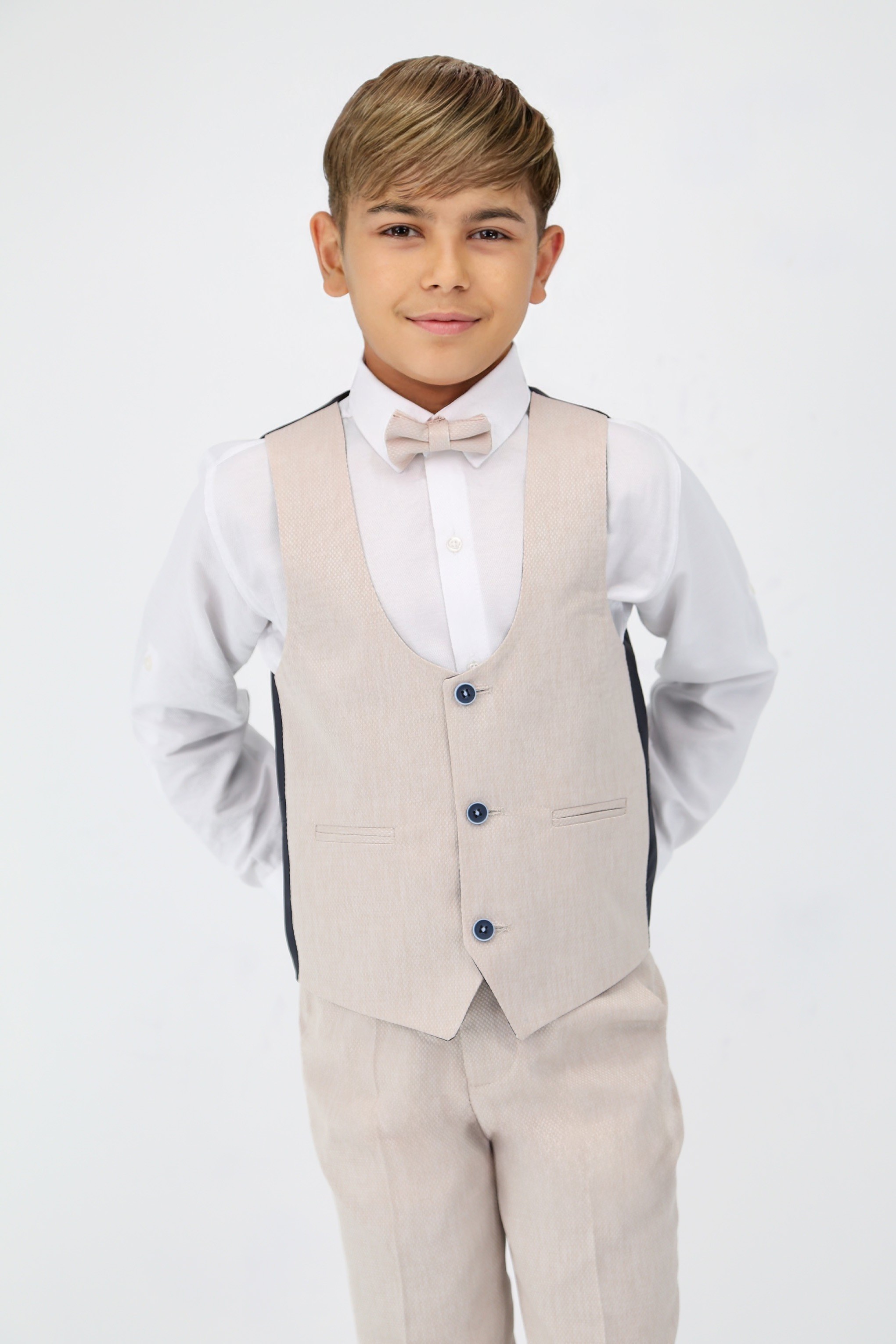 Boys' Slim Fit Self-Patterned 5 PC Suit Set