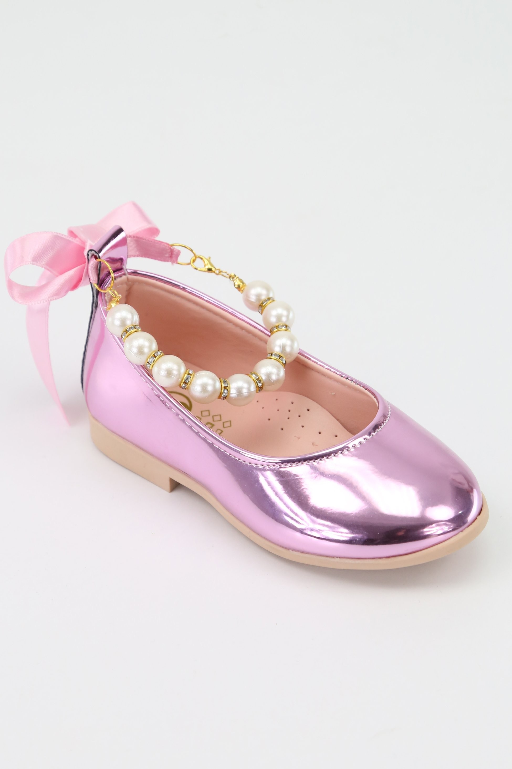 Ballerines pour Filles avec Perles & Ruban à Enfiler - TEAN - Rose