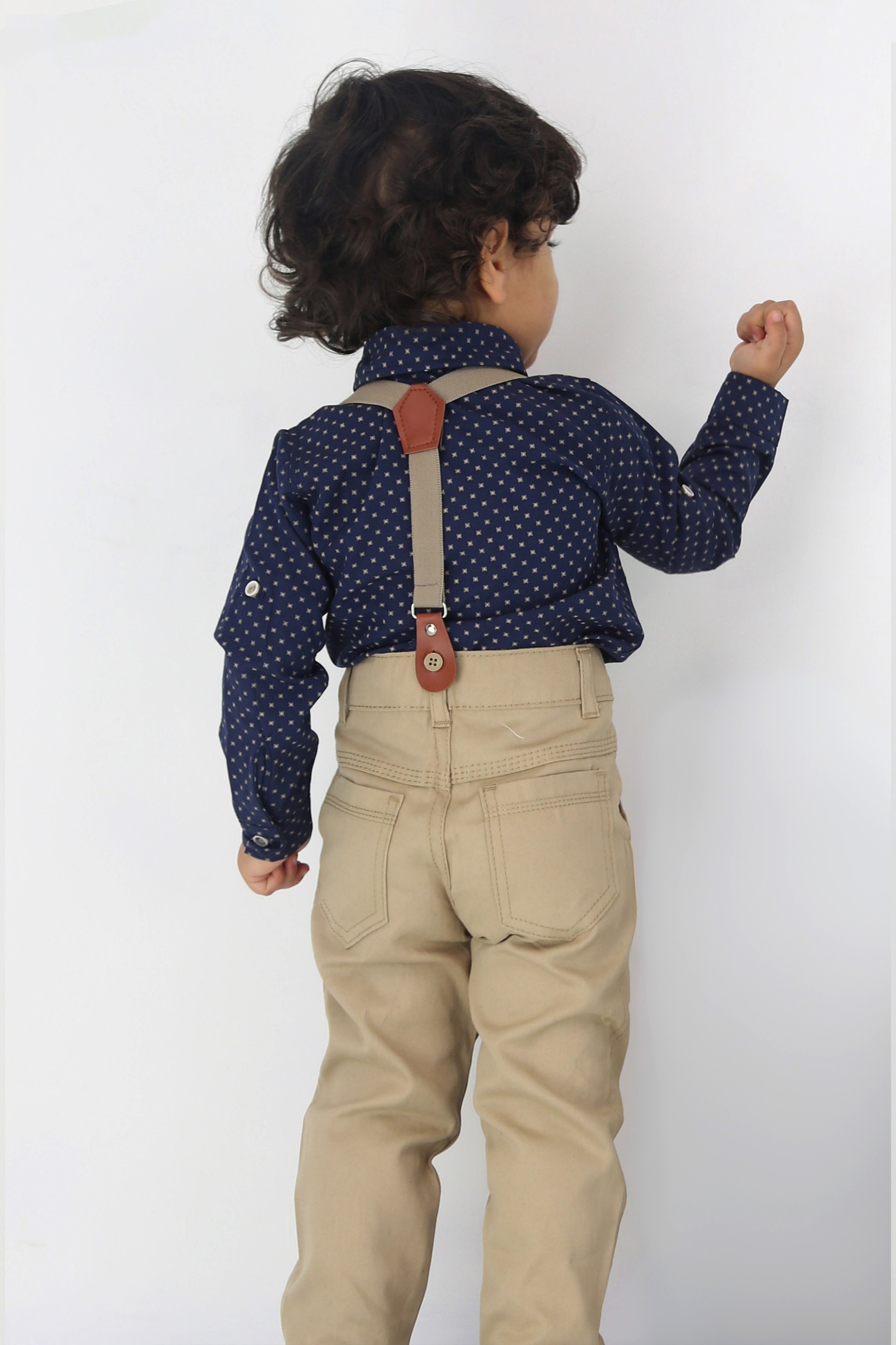 Baby & Jungen Gentleman-Outfit - 4-teiliges Hosenträger-Set - KELEBEK - Navy - Beige