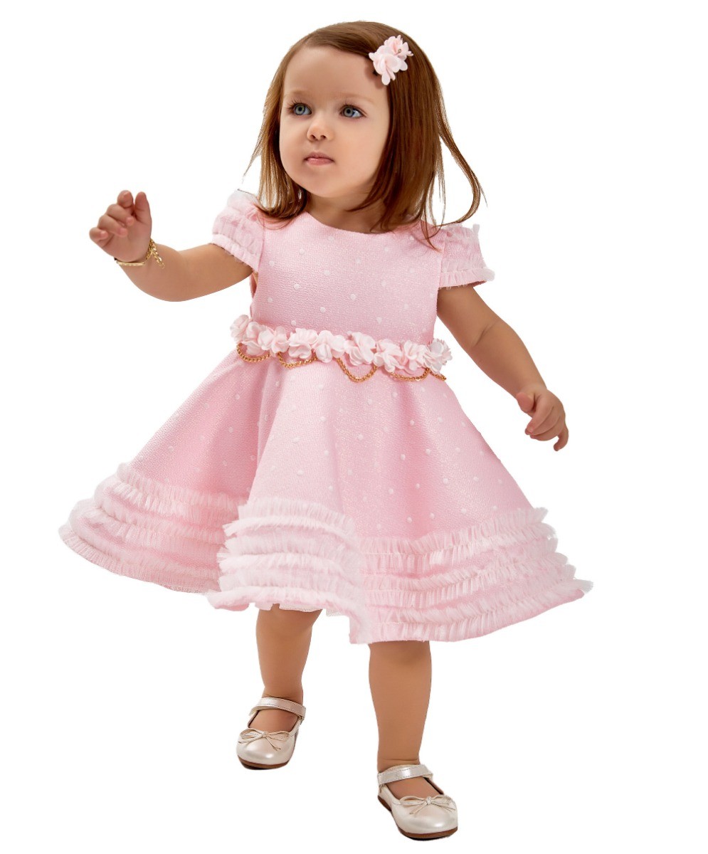 BabBaby Girls Short Sleeve Polka Dot Pink Dress Set
