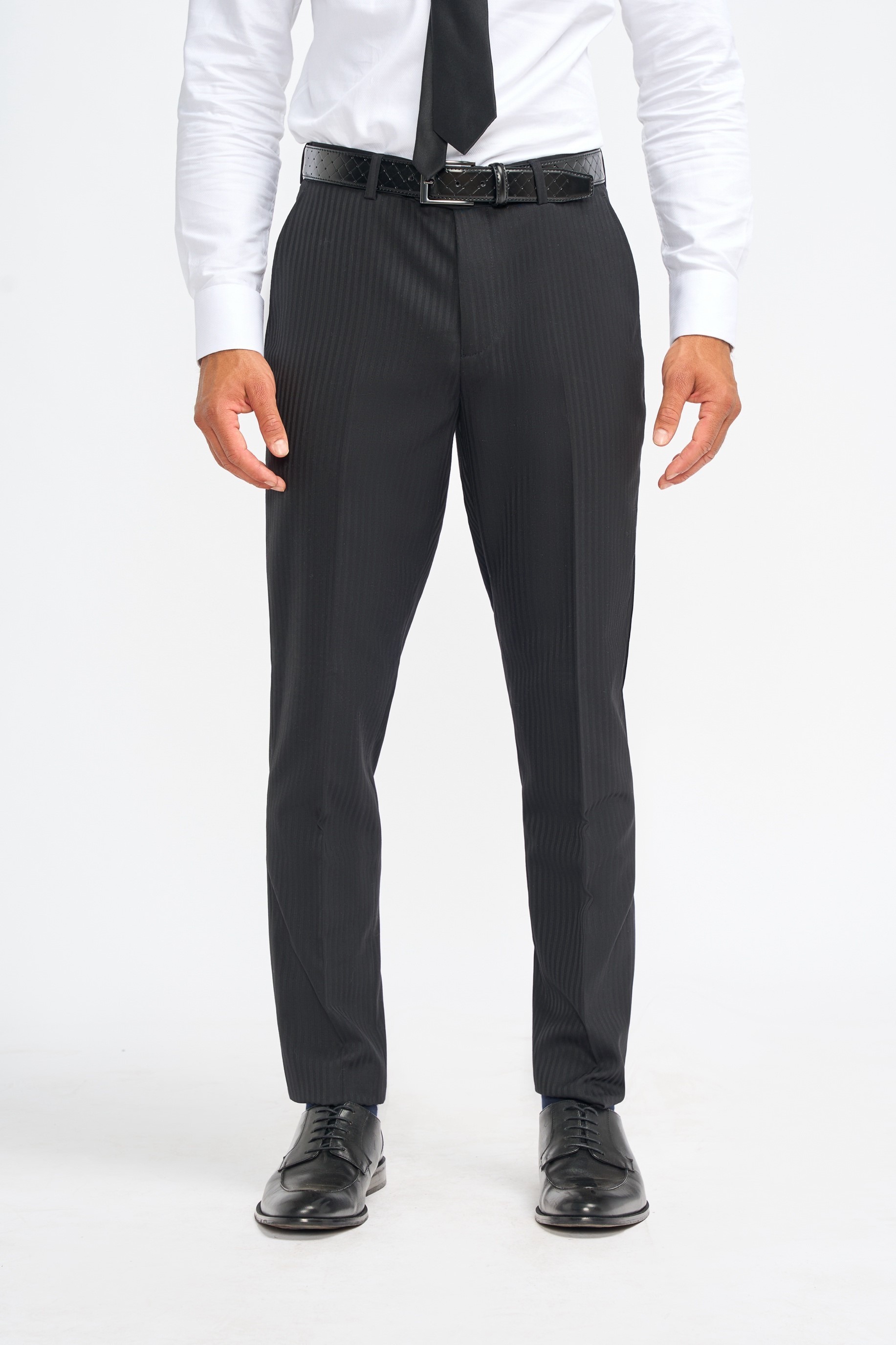 Men’s Black Wool Pinstripe Trousers - Roberto