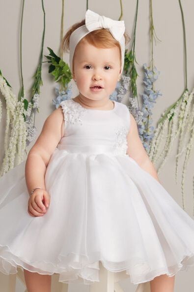 Baby Girls Tulle Dress With Floral Applique - ELISE