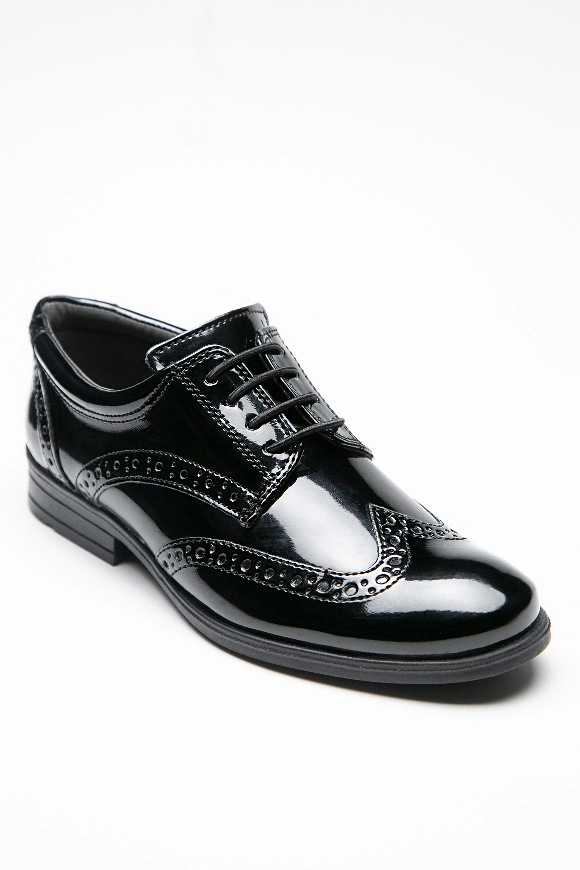  Chaussures de Costume Derby Brogue à Lacets pour Garçons - Noir