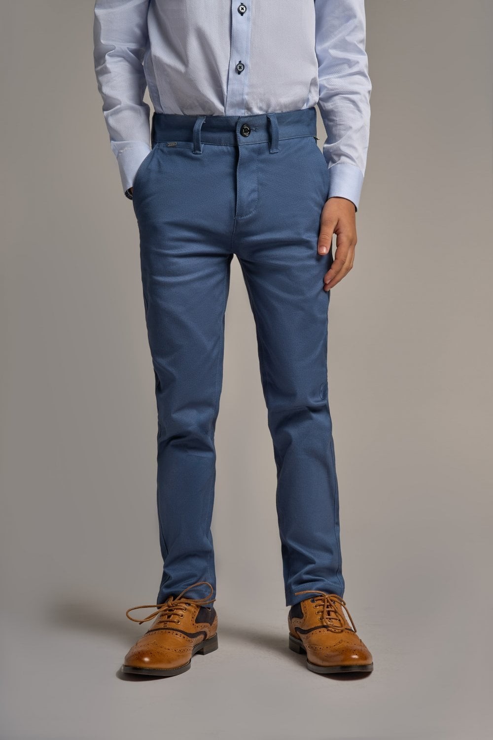 Pantalon Chino en Coton Coupe Slim pour Garçons - DAKOTA - Cobalt  Blue