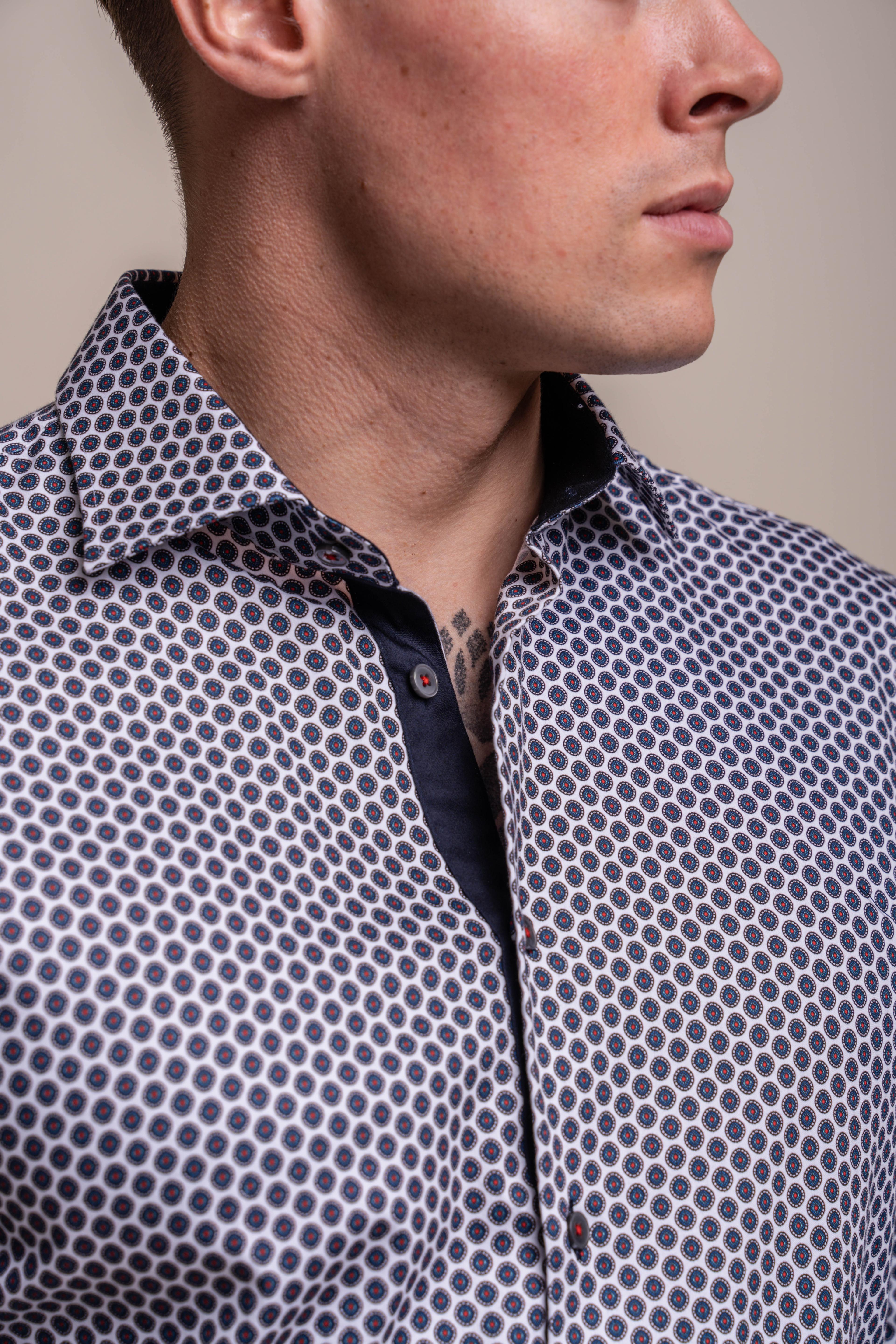 Men's Dotted Pattern Cotton Slim Fit Shirt - LIFFEY