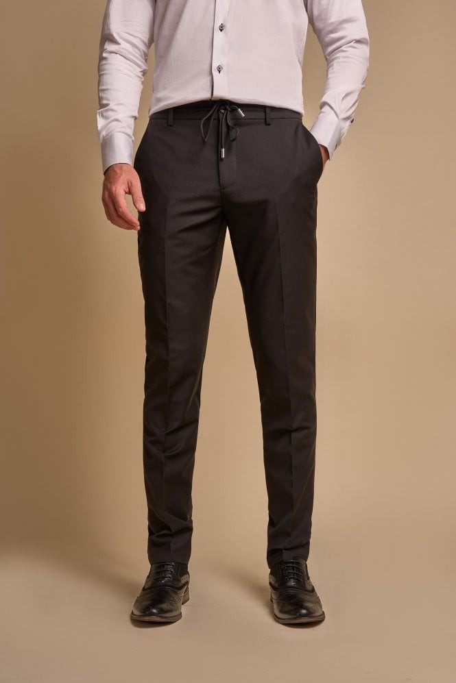 Men's Slim Fit Bi-Stretch Wool Blend Pants- AMADEUS