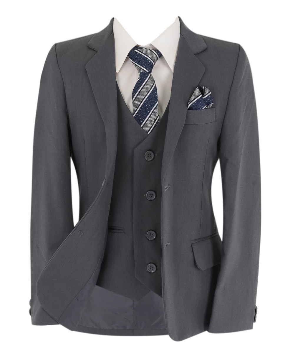 Boys 6 Piece All In One Formal Suit Set - RUN  - Mid Grey