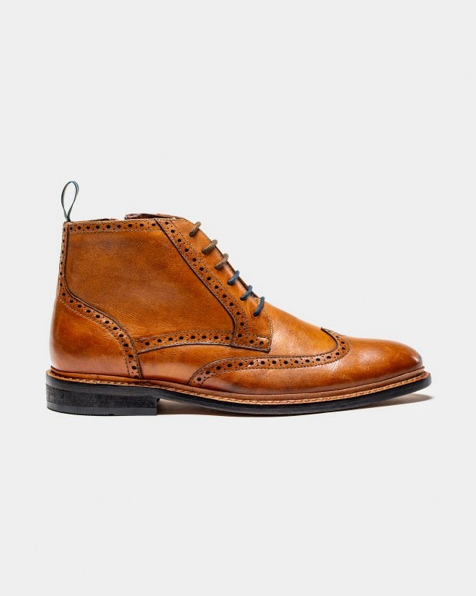 Herren Echtleder Brogue Schnürstiefeletten - Ashmoor - Braun braun