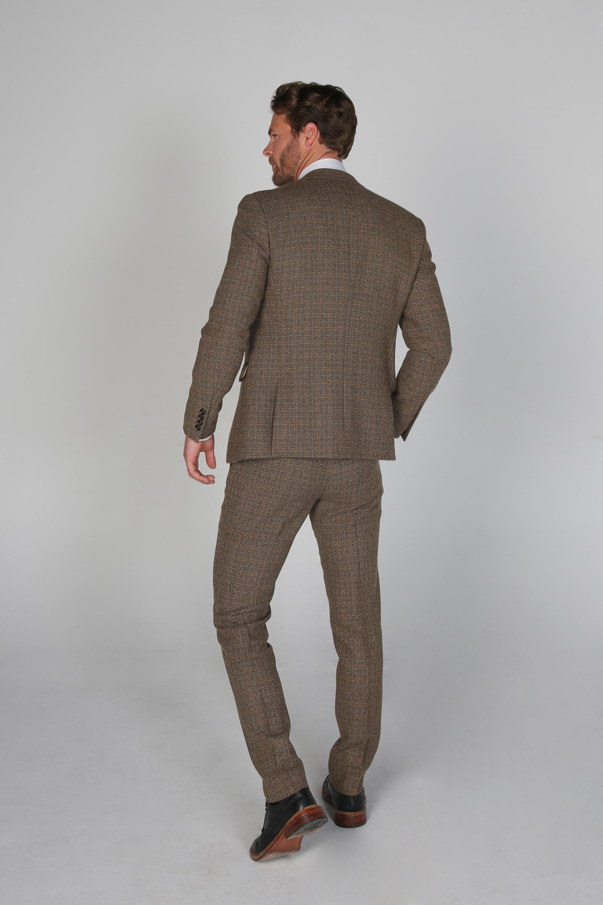 Herren Sakko Im Tweed-Stil Mit Taillierter Passform - Ralph - Braun