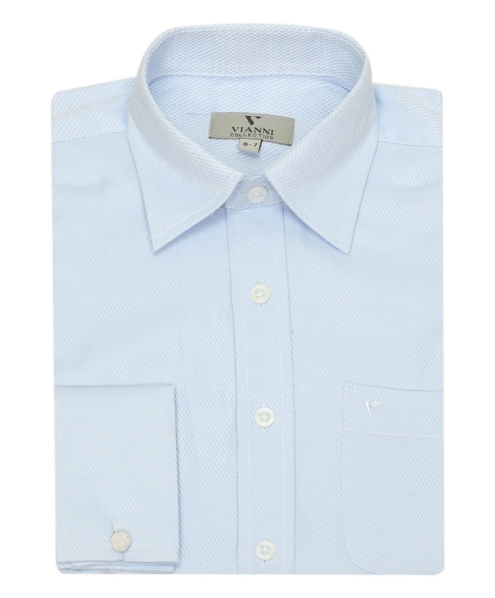 Boys Slim Fit Cotton French Cuff Dress Shirt - Light Blue