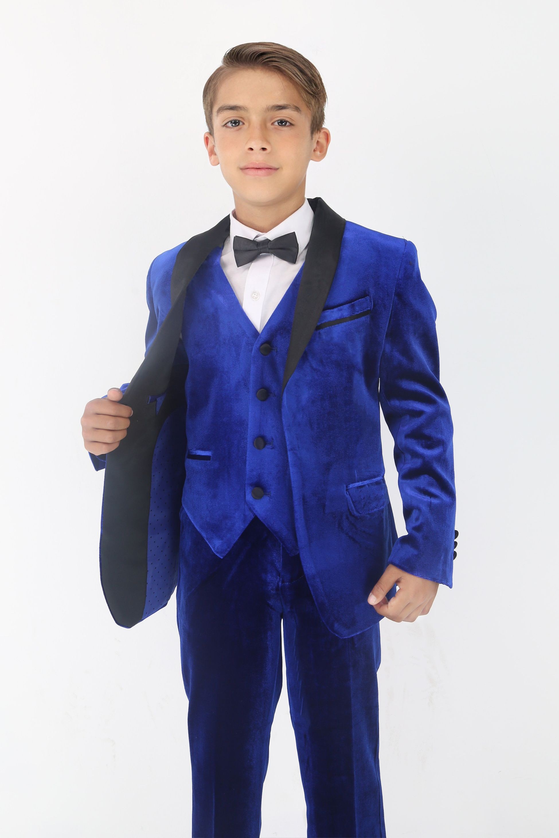 Boys' Velvet Suit with Satin Shawl Lapels - EC103