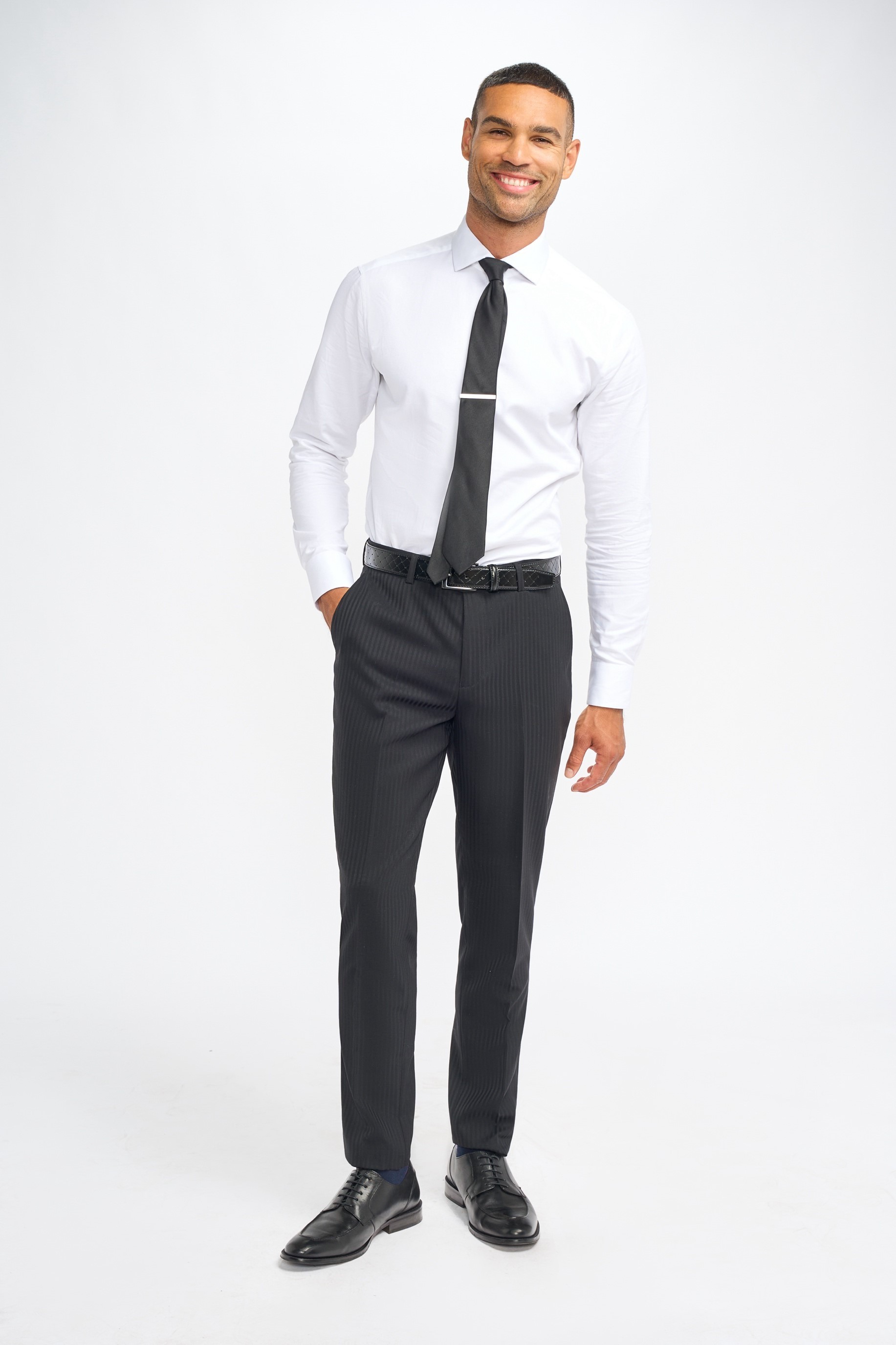 Men’s Black Wool Pinstripe Trousers - Roberto