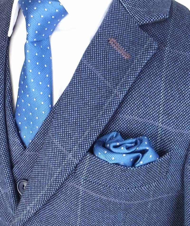 Costume Bleu en Tweed à Carreaux Exclusif pour Garçons