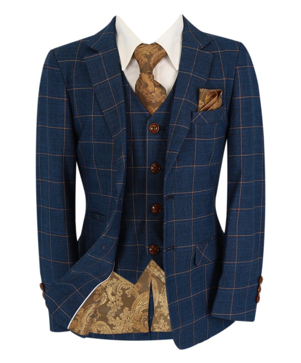 Men's Tailored Fit Windowpane Check Suit - HAMLEYS