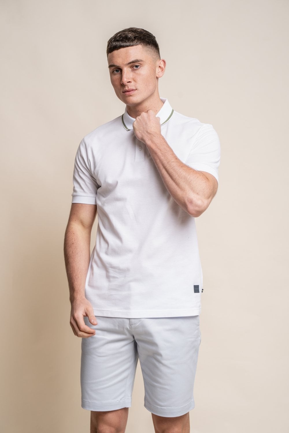 Men's Slim Fit Cotton Polo T-Shirt- FINLAY - White