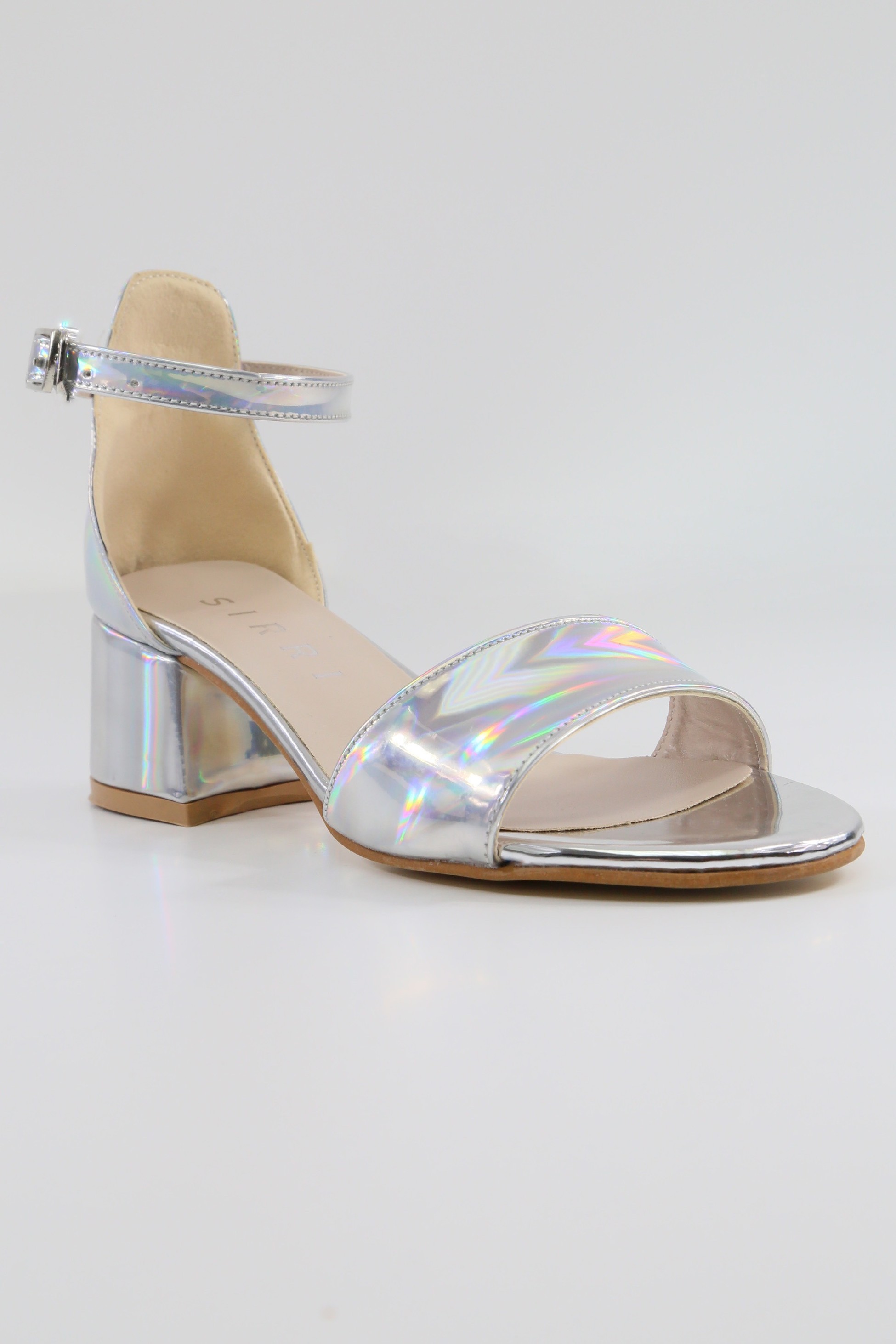 Mädchen Iridescente Blockabsatz-Sandalen in Lackoptik - NOVA - Silber