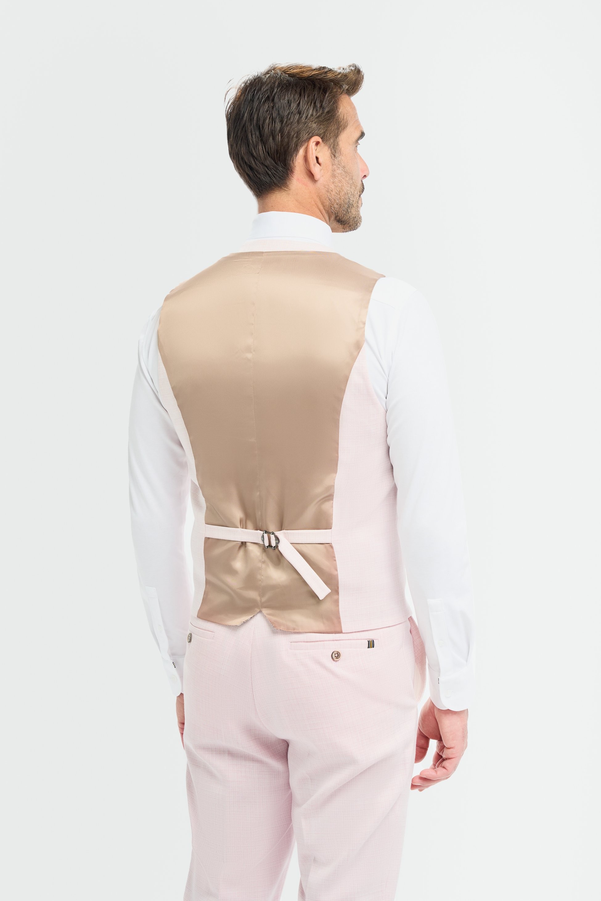 Herren 3-Teiliger Slim-Fit Texturierter Formeller Anzug - Tropez Rosa