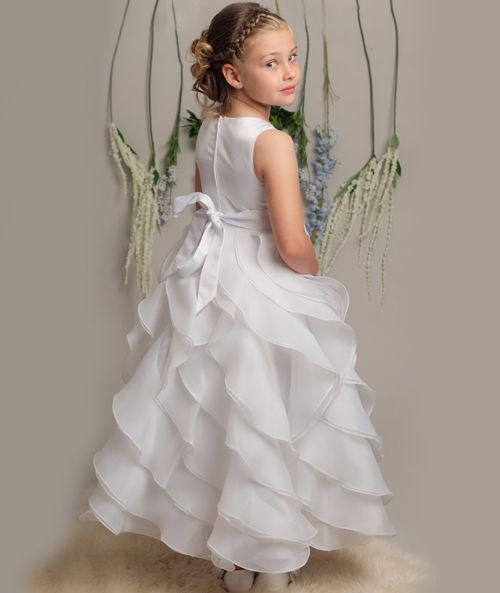 Robe Blanche à Volants en Tulle pour Filles – ELLA