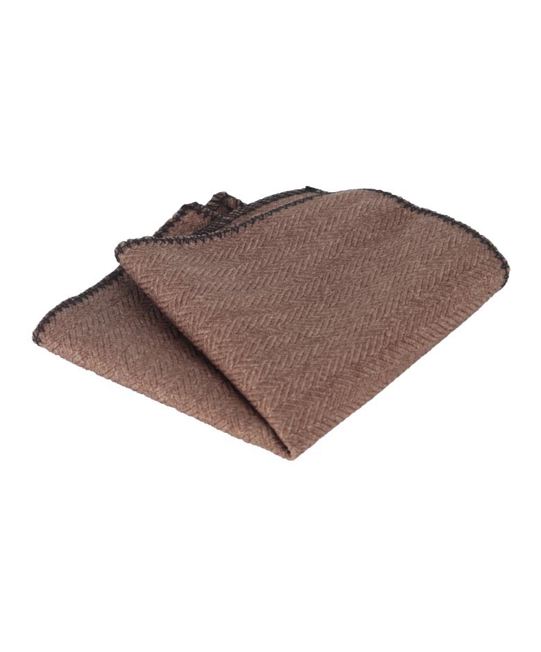 Men's & Boys Herringbone Tweed Pocket Handkerchief - Braun braun