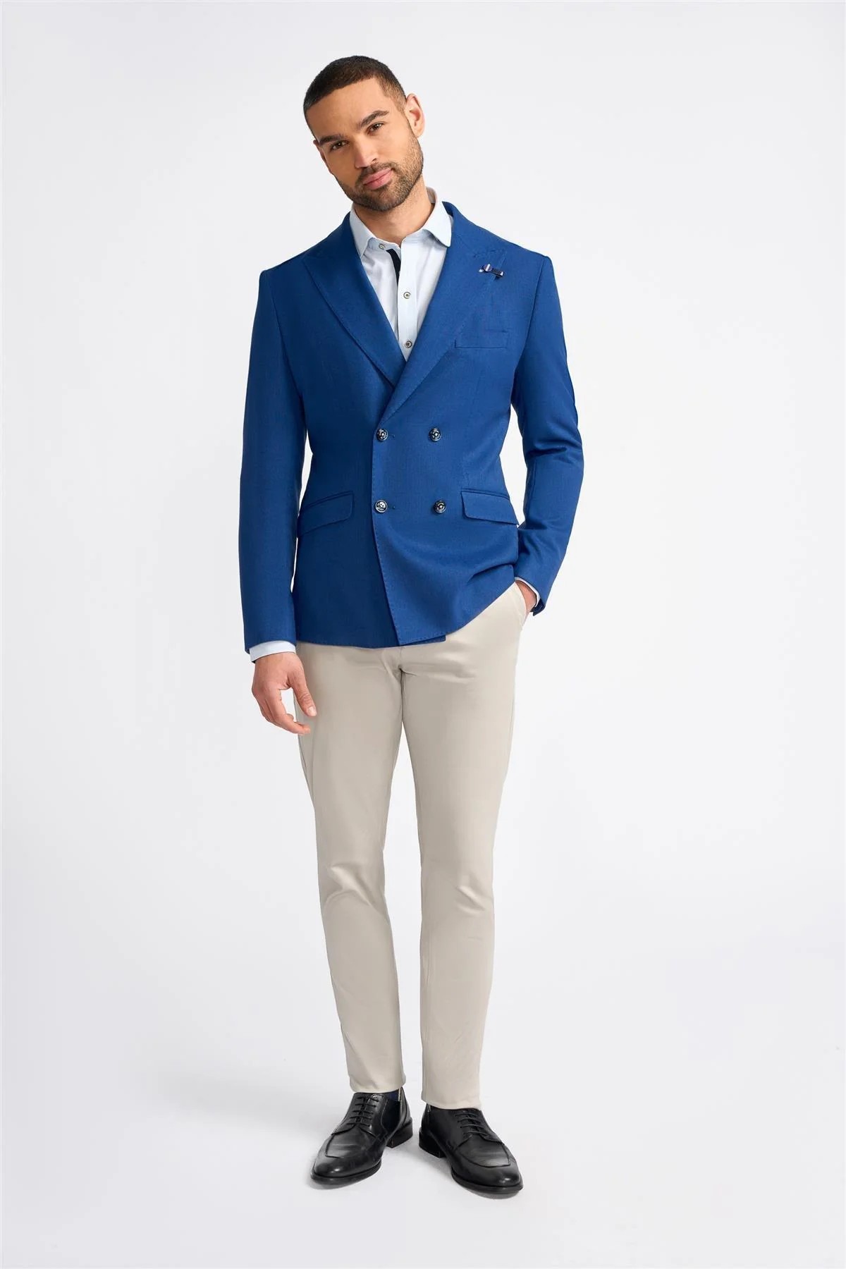 Men’s Self-Pattern Double-Breasted Blazer – ROMEO