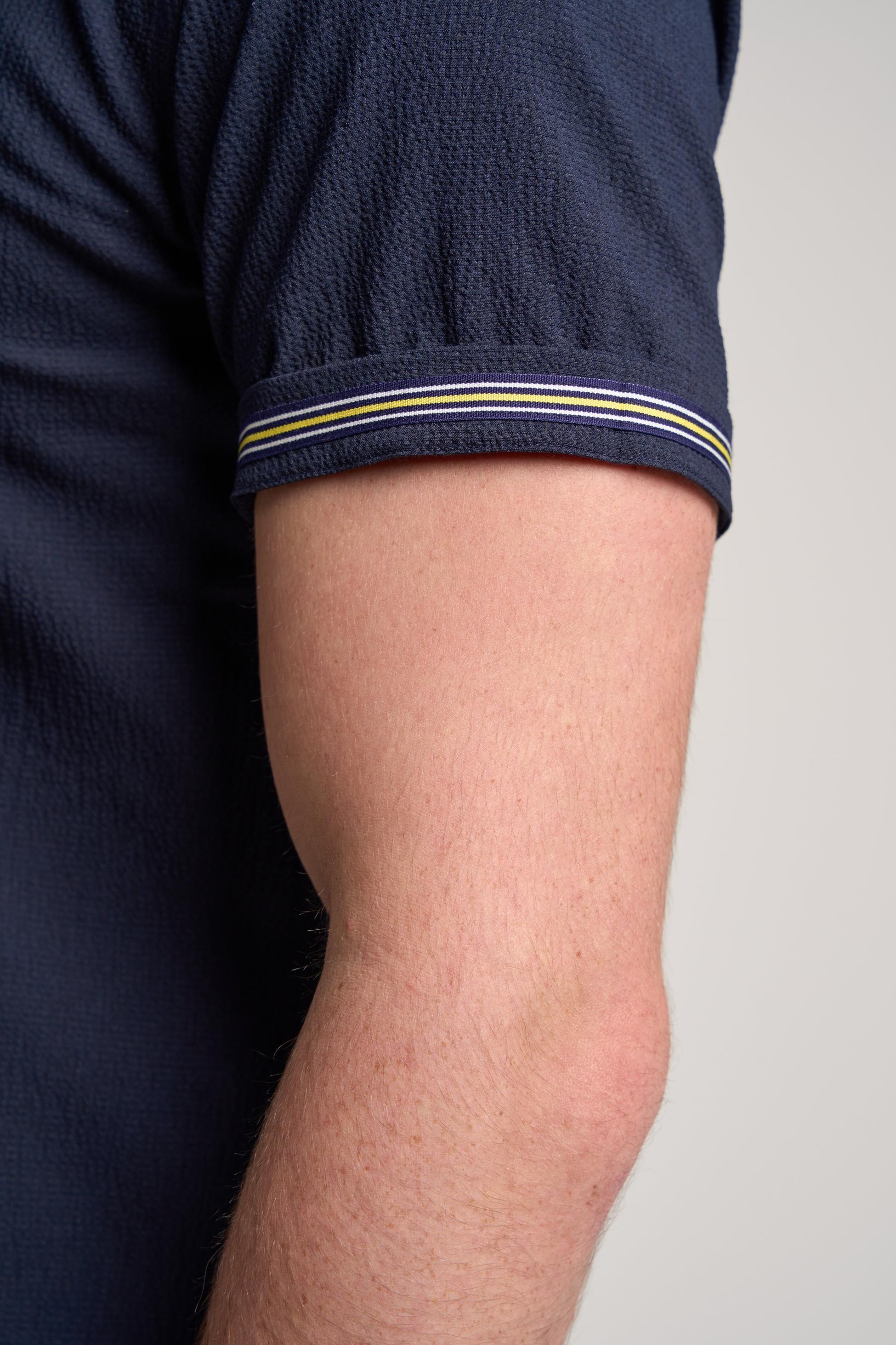Heren Katoenen Textuur Slim Fit Overhemd – KAI - Navy blau