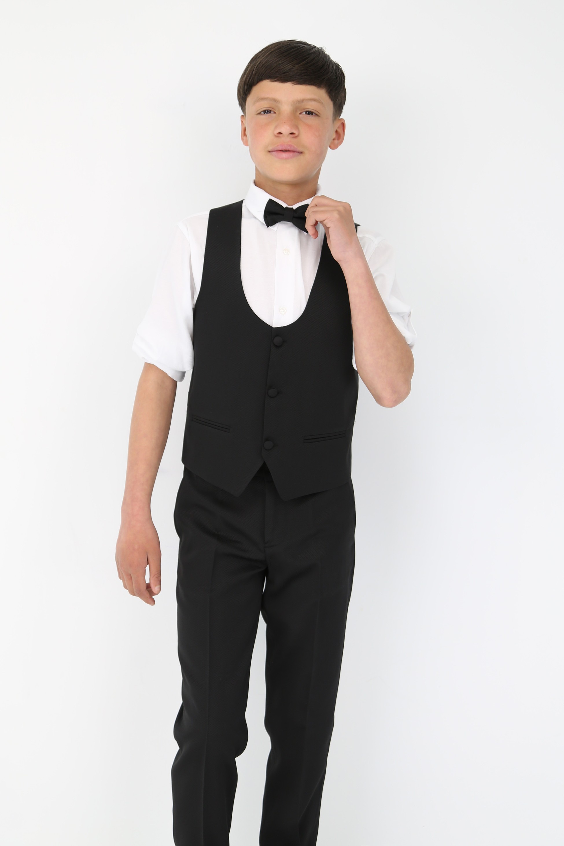 Boys' Satin Shawl Lapel Self-Patterned Tuxedo Suit, 6-Piece Set