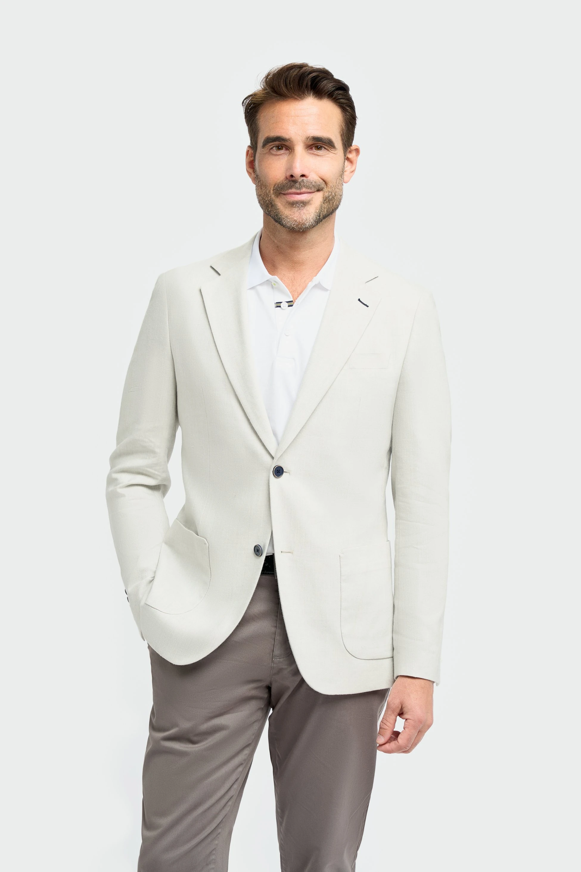 Blazer Homme en Mélange de Lin à Poches Plaquées - Luigi - Gris ardoise