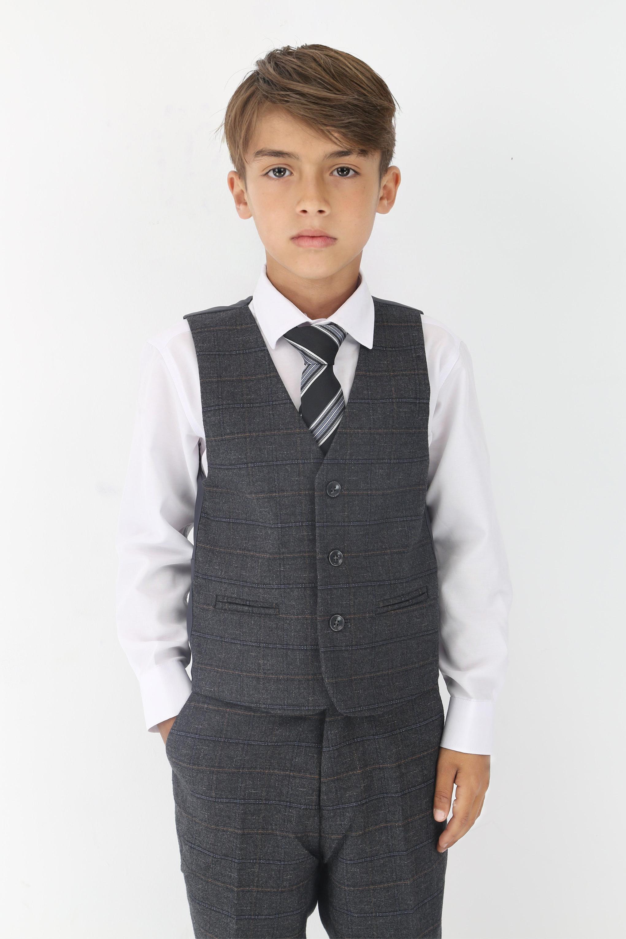 Boys Tweed Like Check Tailored Fit Formal Suit Set