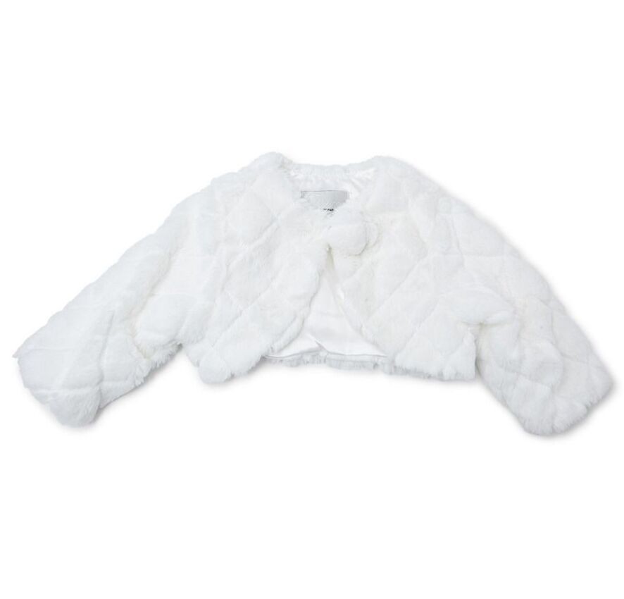 Baby & Girls Quilted Ivory Fur Bolero Jacket - B307A