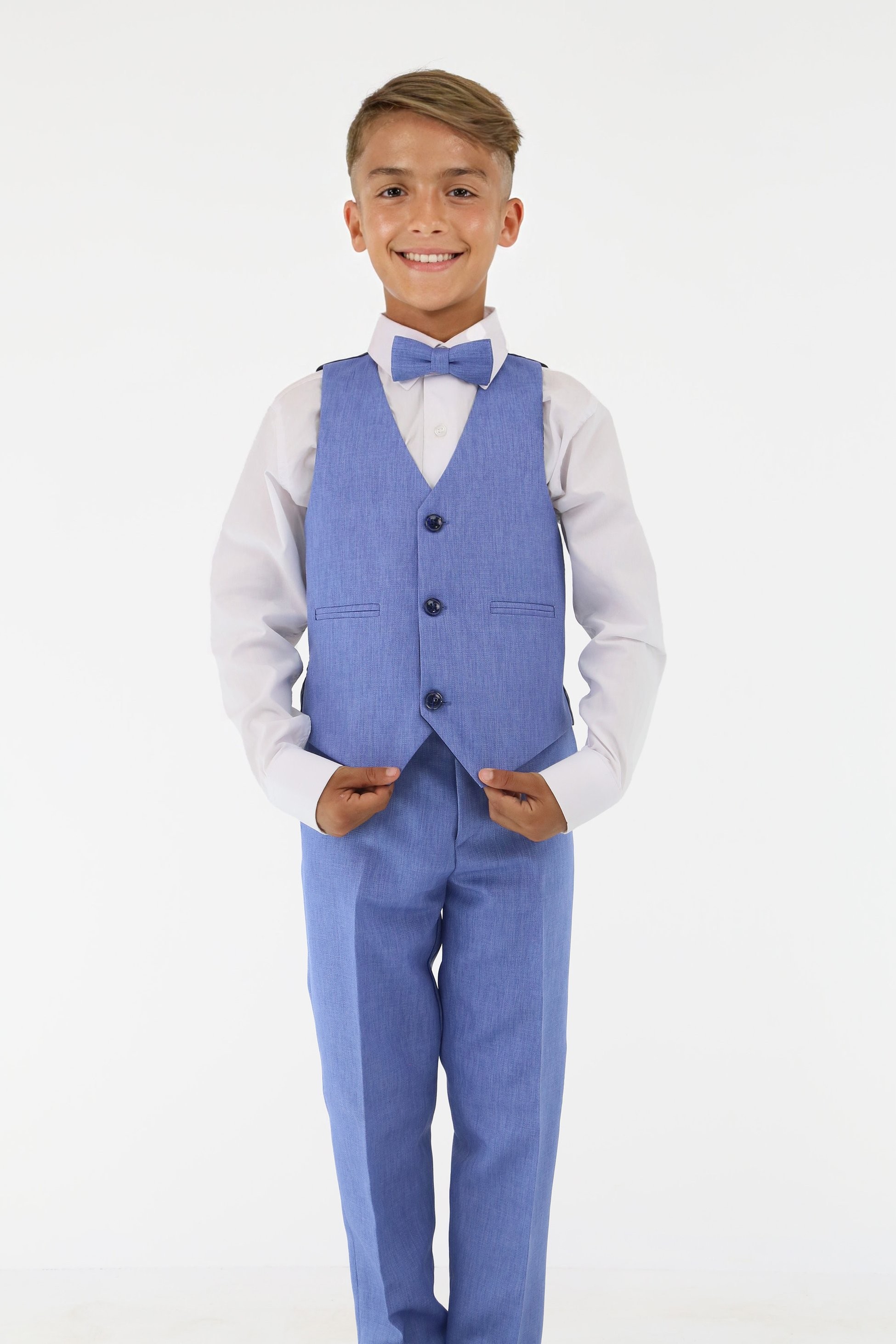 Boys Slim Fit Textured 6-Piece Formal Suit Set