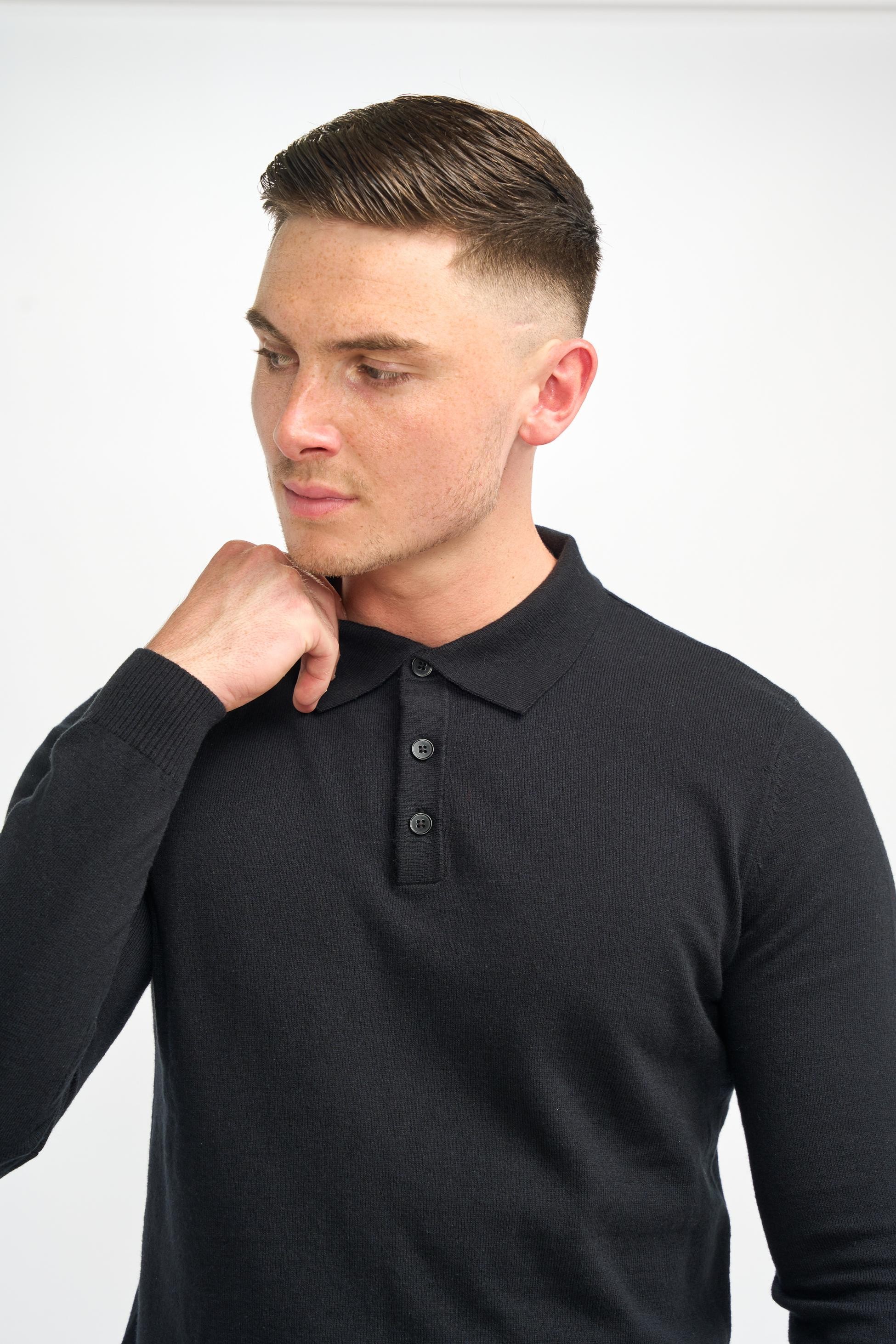 Men’s Wool Knit Long Sleeve Polo Shirt - Boom